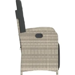 vidaXL - Verstelbare tuinstoelen en voetensteun - Grijs - Poly rattan - 2 stuks