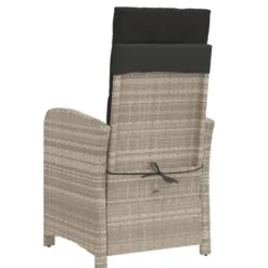 vidaXL - Verstelbare tuinstoelen en voetensteun - Grijs - Poly rattan - 2 stuks
