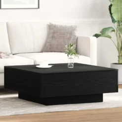 vidaXL - Vierkante salontafel - Zwart eiken - Bewerkt hout - 80x80x31 cm