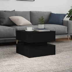 vidaXL - Vierkante salontafel met LED - Zwart eiken - Bewerkt hout - 50x50x40 cm