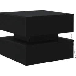 vidaXL - Vierkante salontafel met LED - Zwart eiken - Bewerkt hout - 50x50x40 cm