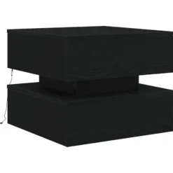 vidaXL - Vierkante salontafel met LED - Zwart eiken - Bewerkt hout - 50x50x40 cm