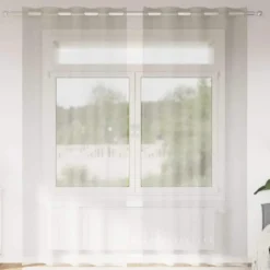vidaXL Vitrages met ringen - Crème - Polyester - 140x225 cm - Set van 2