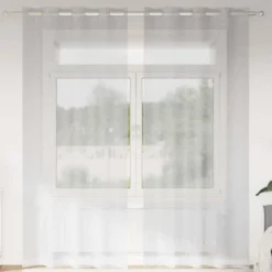 vidaXL Vitrages met ringen - Lichtgrijs - Polyester - 140x260 cm - Set van 2