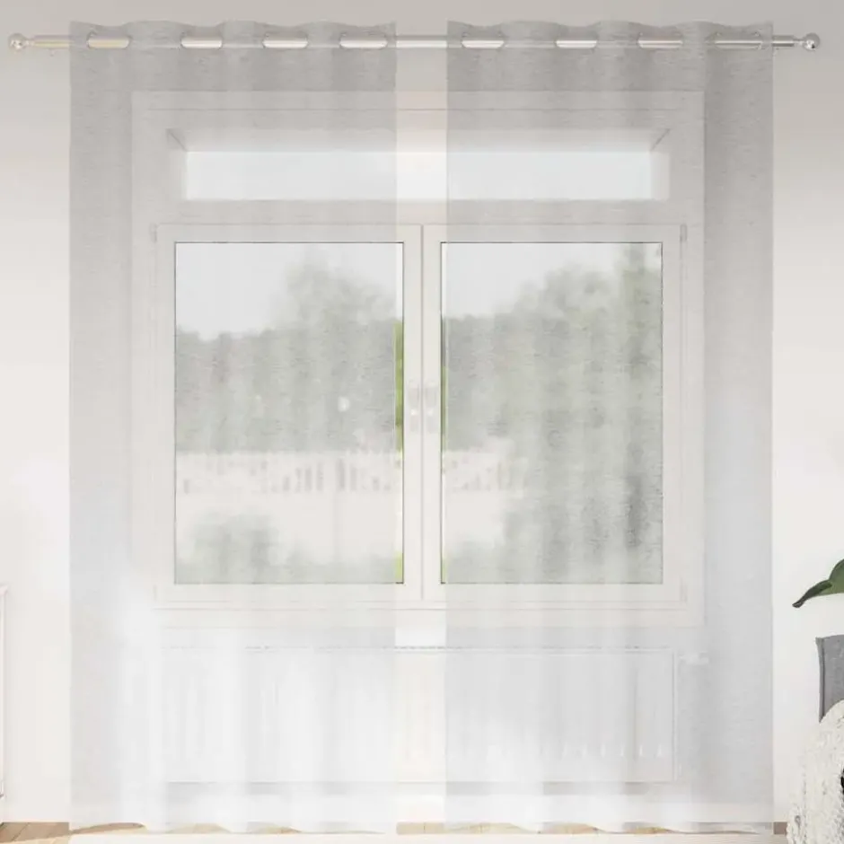 vidaXL Vitrages met ringen - Lichtgrijs - Polyester - 140x260 cm - Set van 2