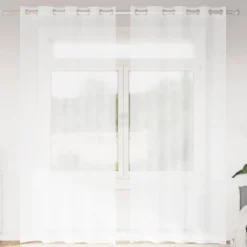 vidaXL Vitrages met ringen - Wit - Polyester - 140x225 cm - Set van 2