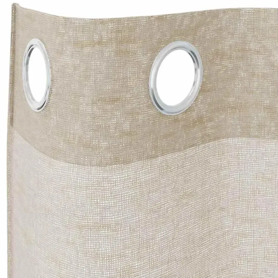 vidaXL Vitrages met ringen - Zand - Polyester - 140x245 cm - Set van 2