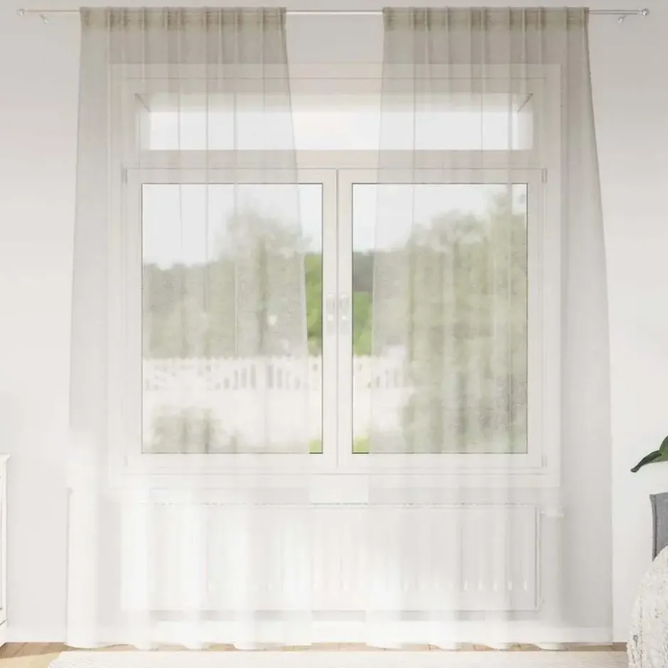 vidaXL Vitrages voor woonkamer - Crème - Polyester - 140x245 cm - Set van 2