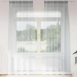 vidaXL Vitrages voor woonkamer - Donkergrijs Polyester - 140x245 cm - Set van 2