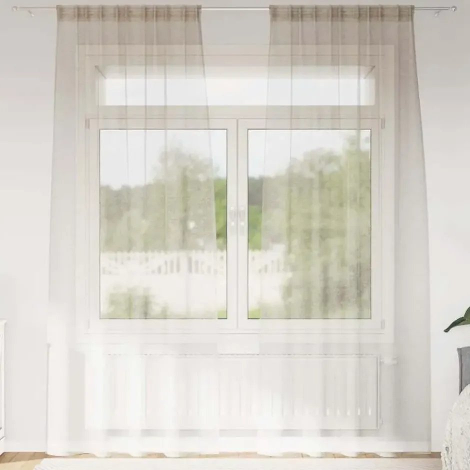 vidaXL Vitrages voor woonkamer - Zand - Polyester - 140x225 cm - Set van 2