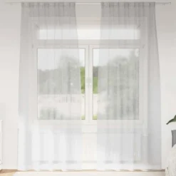 vidaXL Vitrages voor woonkamer - Lichtgrijs - Polyester - 140x225 cm - Set van 2