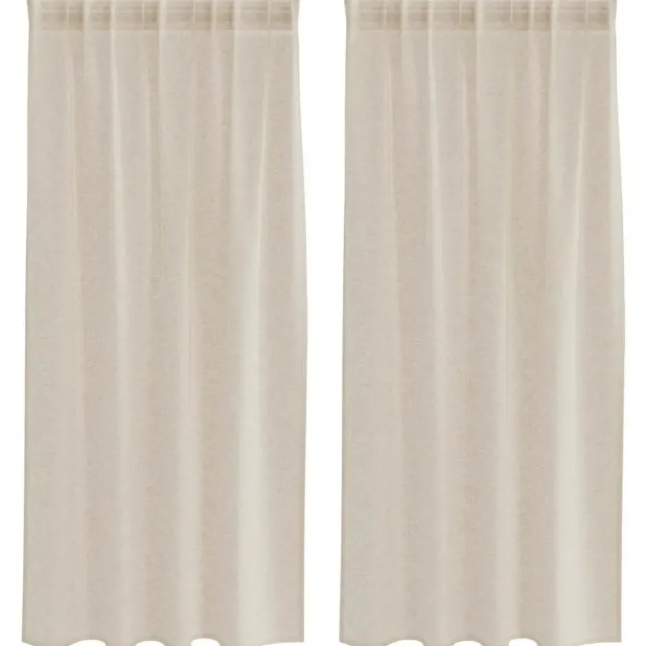 vidaXL Vitrages voor woonkamer - Zand - Polyester - 140x175 cm - Set van 2
