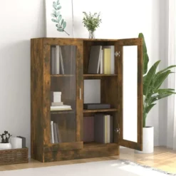 vidaXL - Vitrinekast - Bruin - Bewerkt hout