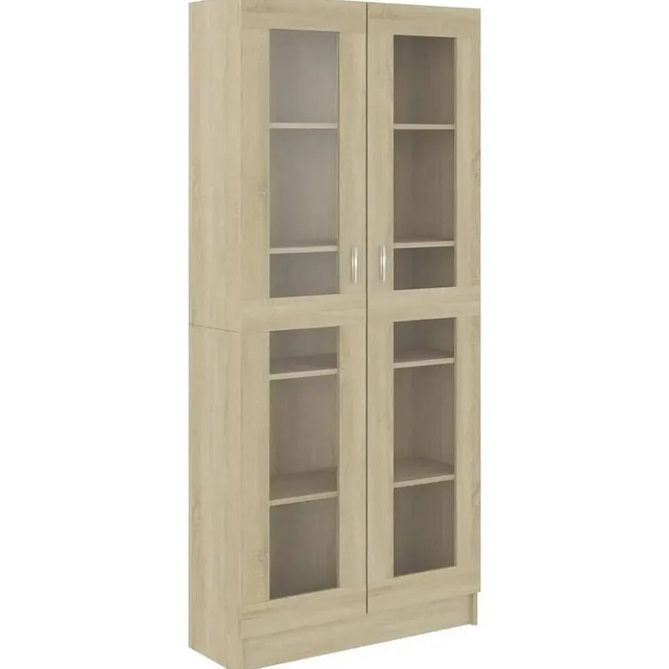 vidaXL - Vitrinekast - Bruin - Bewerkt hout - 82,5x30,5x185 cm