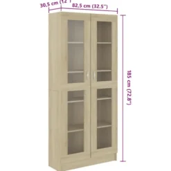 vidaXL - Vitrinekast - Bruin - Bewerkt hout - 82,5x30,5x185 cm