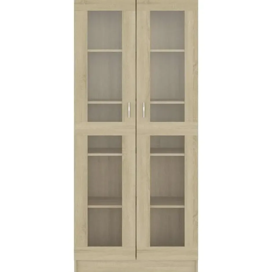 vidaXL - Vitrinekast - Bruin - Bewerkt hout - 82,5x30,5x185 cm