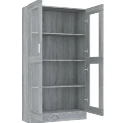 vidaXL - Vitrinekast - Grijs - Bewerkt hout