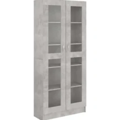 vidaXL - Vitrinekast - Grijs - Bewerkt hout - 82,5x30,5x185 cm