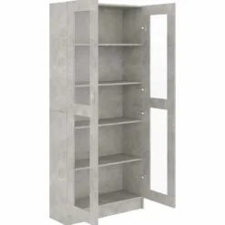 vidaXL - Vitrinekast - Grijs - Bewerkt hout - 82,5x30,5x185 cm