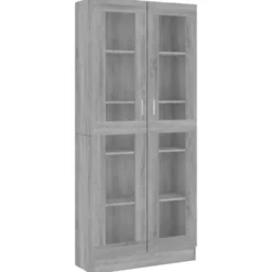 vidaXL - Vitrinekast - Grijs - Bewerkt hout - 82,5x30,5x185 cm