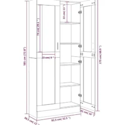 vidaXL - Vitrinekast - Grijs - Bewerkt hout - 82,5x30,5x185 cm