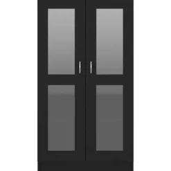 vidaXL - Vitrinekast - Zwart - Bewerkt hout