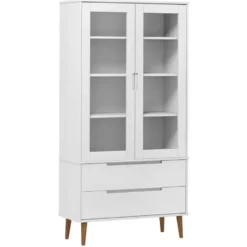 vidaXL - Vitrine - Wit - Grenenhout