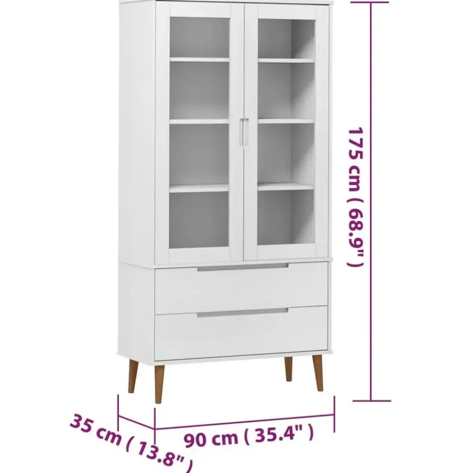 vidaXL - Vitrine - Wit - Grenenhout