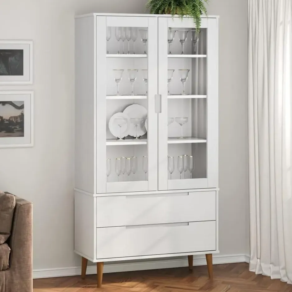 vidaXL - Vitrine - Wit - Grenenhout