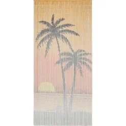 vidaXL - Vliegengordijn met palmboomprint 90 strengen - Bamboe - 90x200 cm