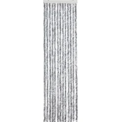 vidaXL - Vliegengordijn voor camperdeur - Wit en grijs - Chenille - 56x200 cm