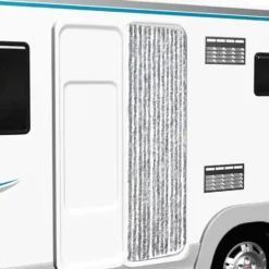 vidaXL - Vliegengordijn voor camperdeur - Wit en grijs - Chenille - 56x200 cm