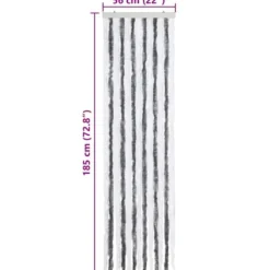 vidaXL - Vliegengordijn voor camperdeur Grijs en wit - Chenille - 56x185 cm