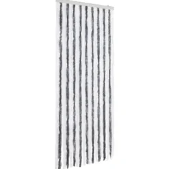 vidaXL - Vliegengordijn voor camperdeur Grijs en wit - Chenille - 56x185 cm