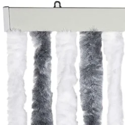 vidaXL - Vliegengordijn voor camperdeur Grijs en wit - Chenille - 56x185 cm