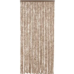 vidaXL - Vliegengordijn voor terrasdeur Beige, donkerbruin Chenille - 90x220 cm