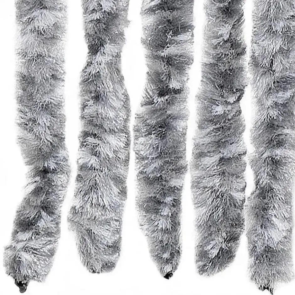 vidaXL - Vliegengordijn voor terrasdeur - Wit en grijs - Chenille - 118x220 cm