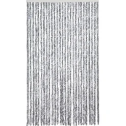 vidaXL - Vliegengordijn voor terrasdeur - Wit en grijs - Chenille - 118x220 cm