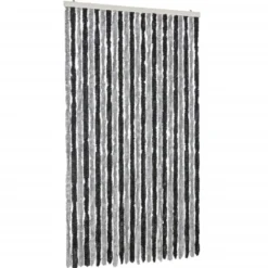 vidaXL - Vliegengordijn voor terrasdeur - Grijs en zwart - Chenille - 100x230 cm