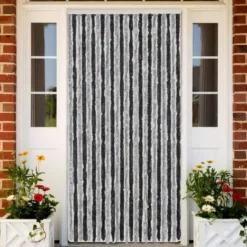 vidaXL - Vliegengordijn voor terrasdeur - Grijs en zwart - Chenille - 100x230 cm