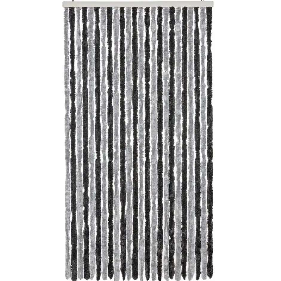 vidaXL - Vliegengordijn voor terrasdeur - Grijs en zwart - Chenille - 100x230 cm