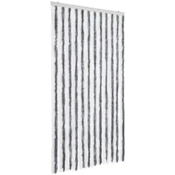 vidaXL - Vliegengordijn voor terrasdeur - Grijs en wit - Chenille - 100x200 cm