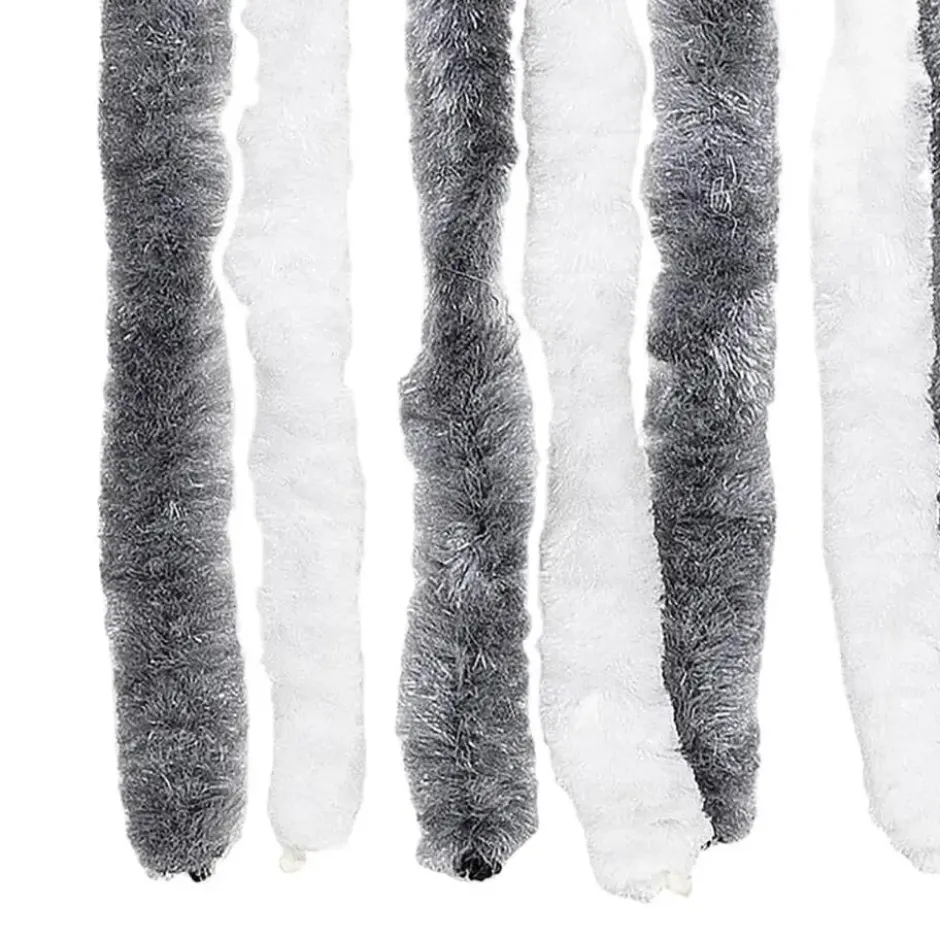 vidaXL - Vliegengordijn voor terrasdeur - Grijs en wit - Chenille - 100x200 cm