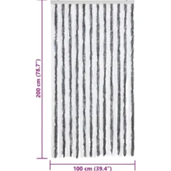 vidaXL - Vliegengordijn voor terrasdeur - Grijs en wit - Chenille - 100x200 cm
