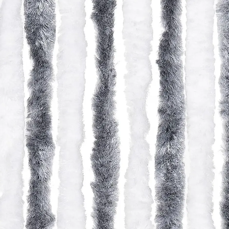 vidaXL - Vliegengordijn voor terrasdeur - Grijs en wit - Chenille - 100x200 cm