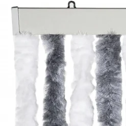 vidaXL - Vliegengordijn voor terrasdeur - Grijs en wit - Chenille - 100x200 cm