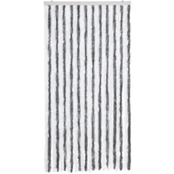 vidaXL - Vliegengordijn voor terrasdeur - Grijs en wit - Chenille - 100x200 cm