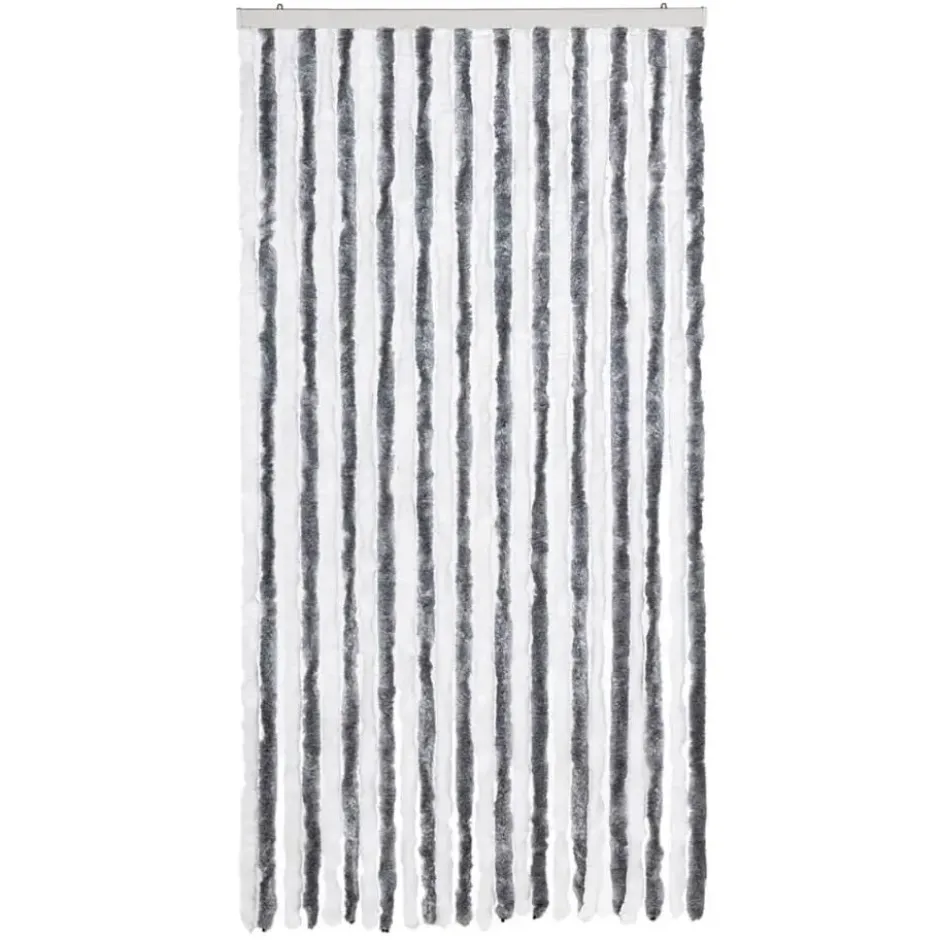vidaXL - Vliegengordijn voor terrasdeur - Grijs en wit - Chenille - 100x200 cm