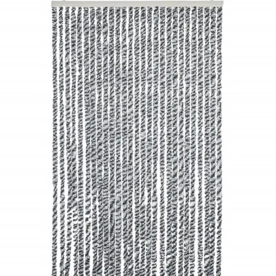 vidaXL - Vliegengordijn voor terrasdeur Grijs en zwart-wit Chenille - 118x220 cm
