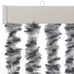 vidaXL - Vliegengordijn voor terrasdeur Grijs en zwart-wit Chenille - 118x220 cm